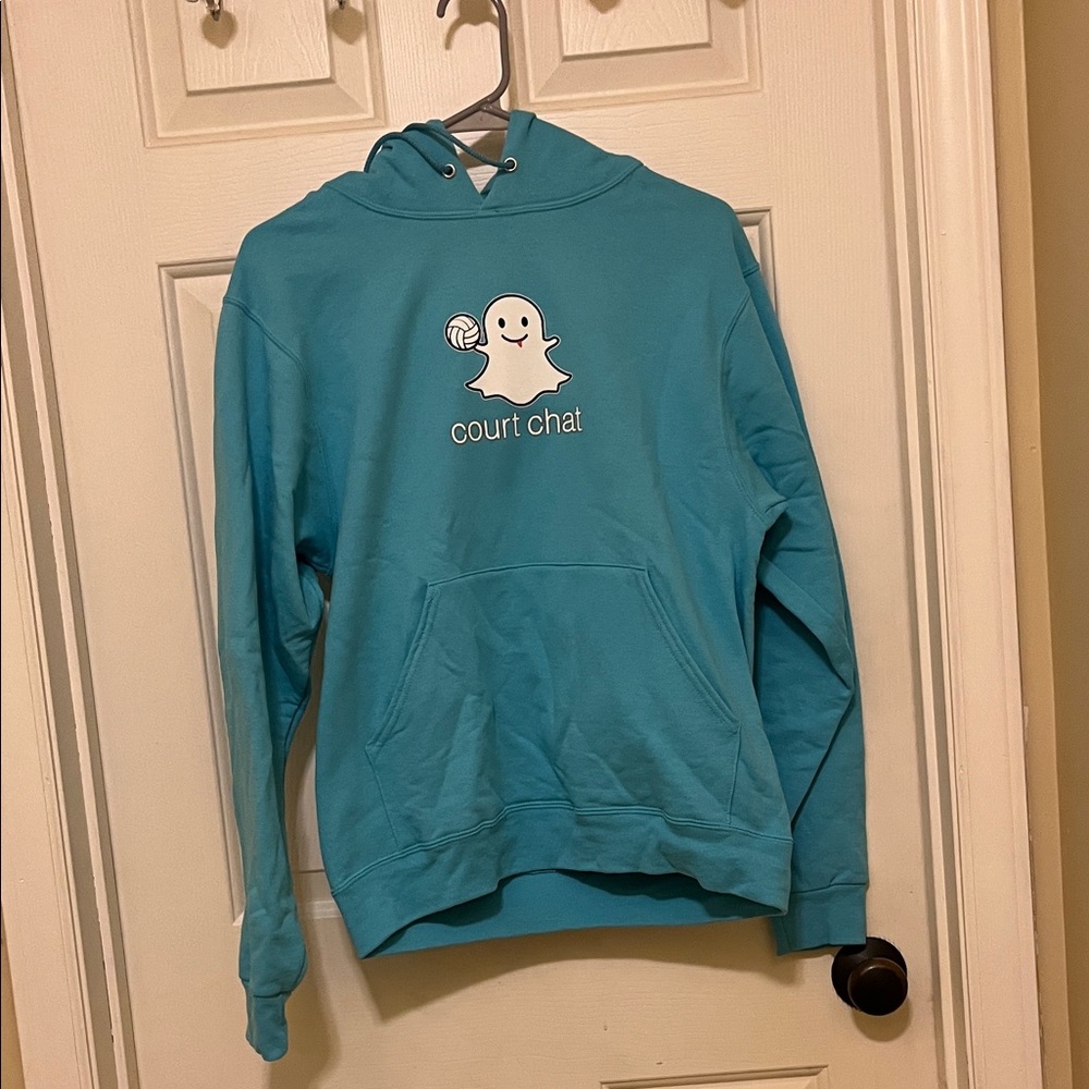 Jerzees Light Blue Hoodie with Ghost Design